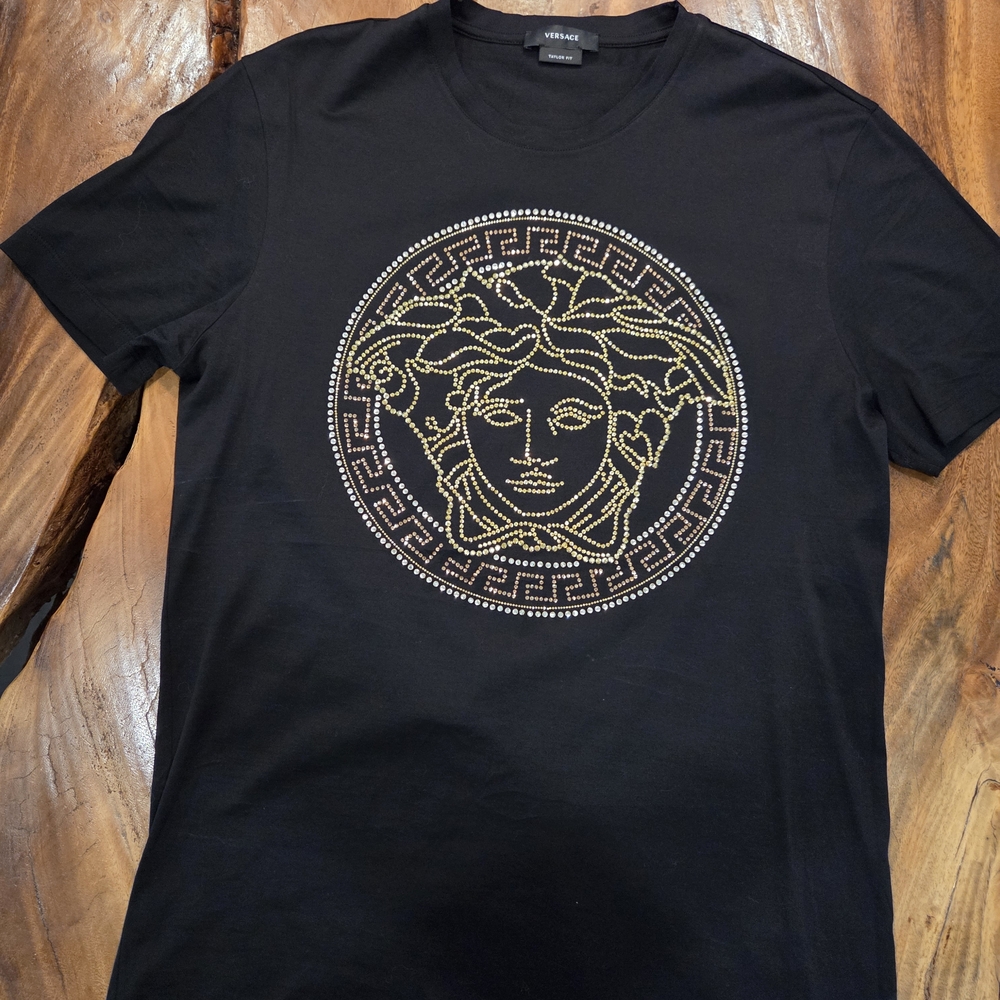 Versace Black and Gold Medusa Short Sleeve Tee